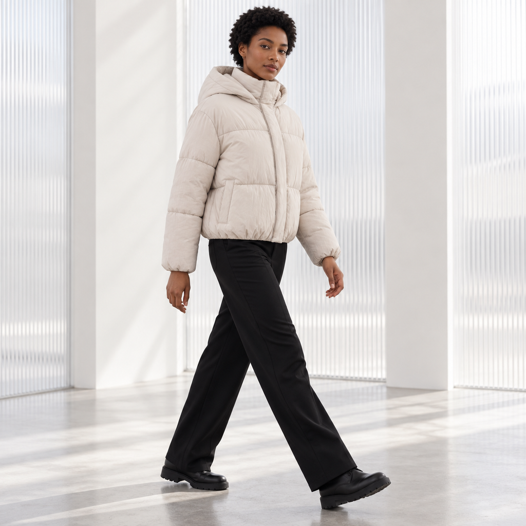 Solene | Chic Cropped Puffer Jackets for Women with Sporty Hooded Finish