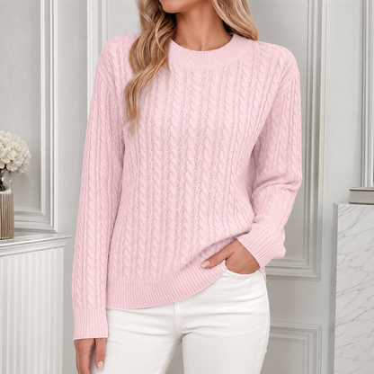 Anouk | Relaxed Cable-Knit Round Neck Sweater for Women