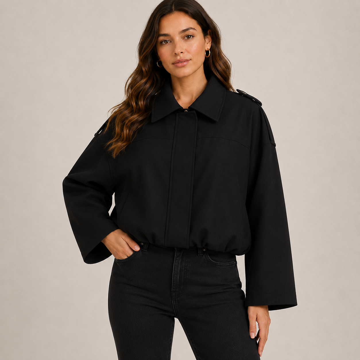 Odalys | Oversized Faux Suede Bomber Jacket for Women