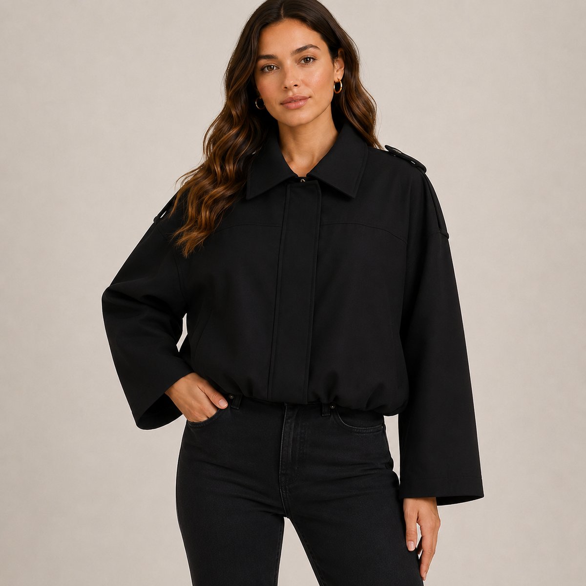 Odalys | Oversized Faux Suede Bomber Jacket for Women
