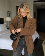 Isadora – Oversized Faux Suede Coat in Rich Brown