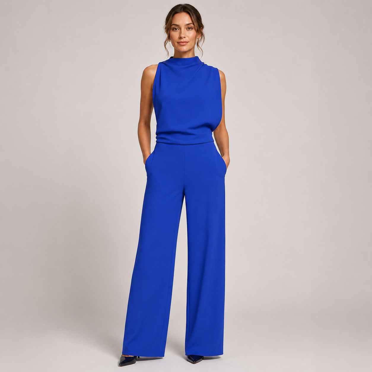 Odalys – Sleeveless High Neck Jumpsuit with Wide Legs