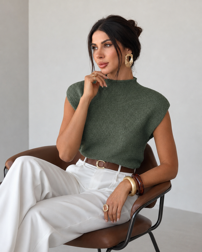Wisteria | Mock Neck Cap-Sleeve Top for Women