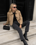 Fenella – Modern Camel Suede Jacket with Front Pockets