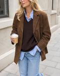 Isadora – Oversized Faux Suede Coat in Rich Brown