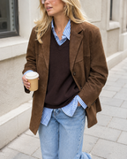 Isadora – Oversized Faux Suede Coat in Rich Brown