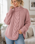 Marguerite | Cable-Knit High-Neck Sweater for Women