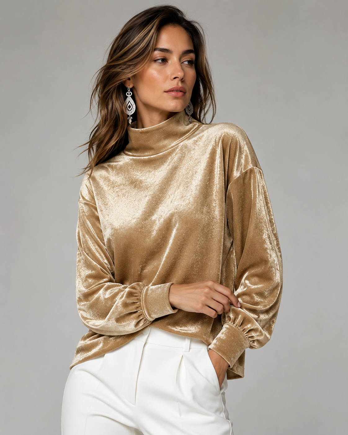 Rosamund | Elegant Mock Neck Blouse for Women