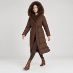 Celestine | Elegant Puffer Coat for Women with Longline Shape & Faux-Fur Hood
