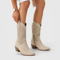 Marisol – Perforated Cowboy Boots with Pointed Toe