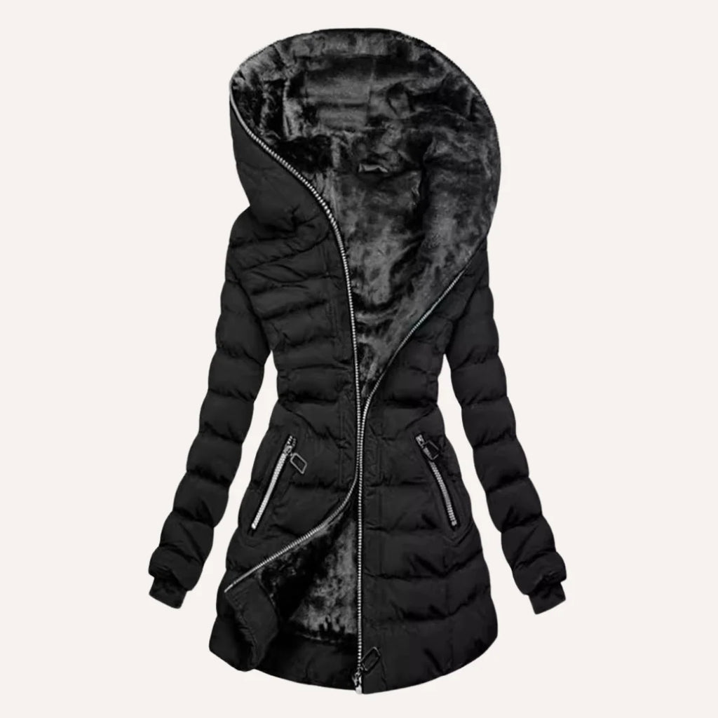 Elowen | Women's Fitted Hooded Quilted Puffer Jacket with Cosy Fleece Lining & Winter Fit
