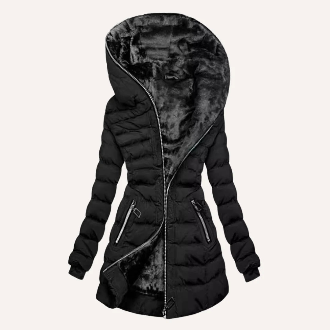 Elowen | Women's Fitted Hooded Quilted Puffer Jacket with Cosy Fleece Lining & Winter Fit