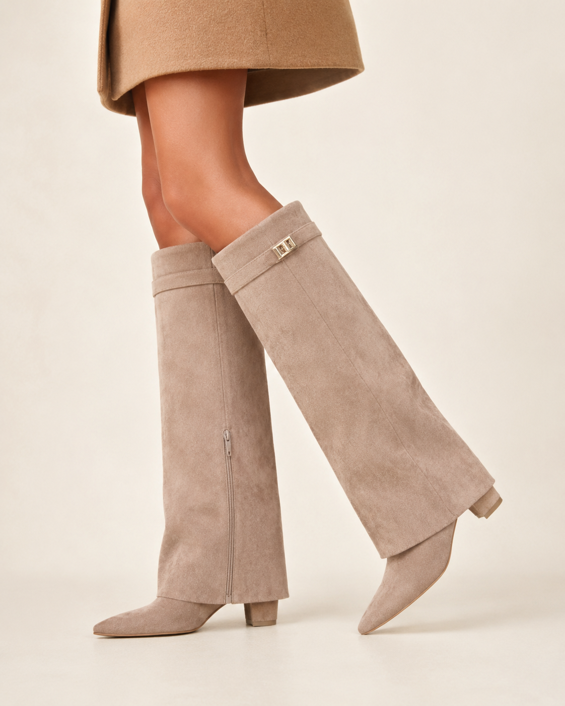 Anouk – Suede Boots with Elegant Metallic Details