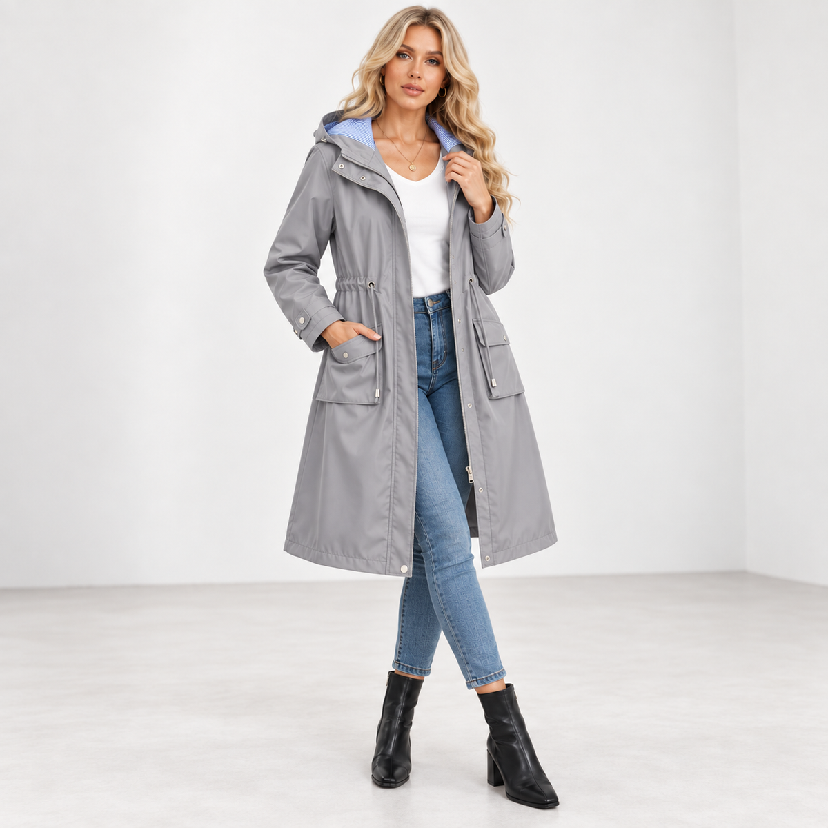 Dulce | Sophisticated Women’s Waterproof Hooded Long Trench Coat