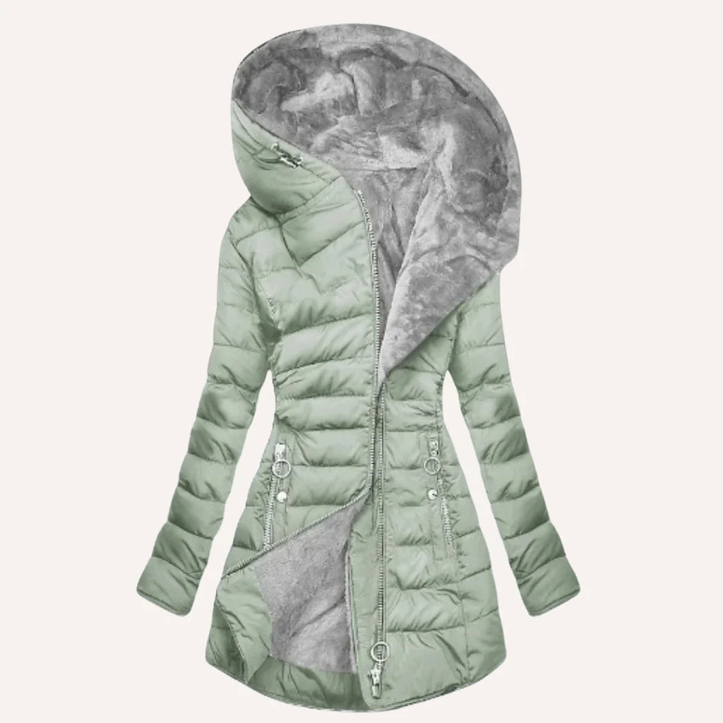Elowen | Women's Fitted Hooded Quilted Puffer Jacket with Cosy Fleece Lining & Winter Fit