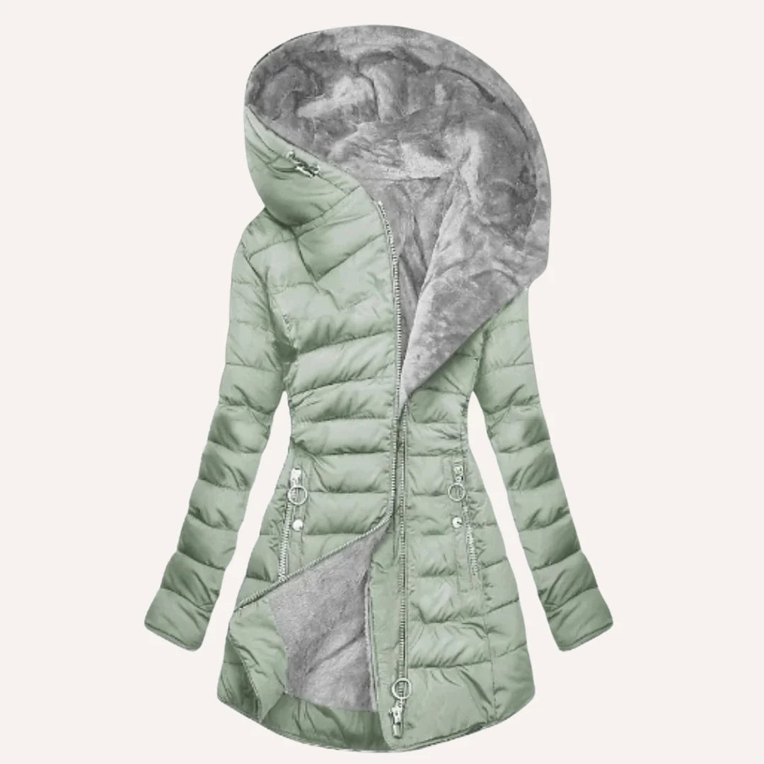 Elowen | Women's Fitted Hooded Quilted Puffer Jacket with Cosy Fleece Lining & Winter Fit