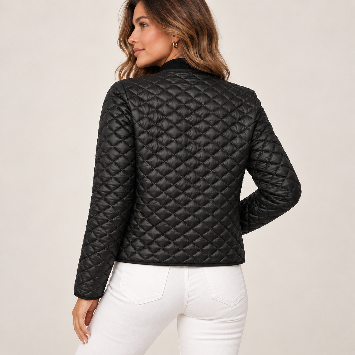 Elaria | Chic Quilted Jacket for Women in Black with Refined Slim Fit