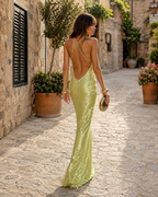 Delphine – Sparkling Green Sequin Maxi Dress for Evening