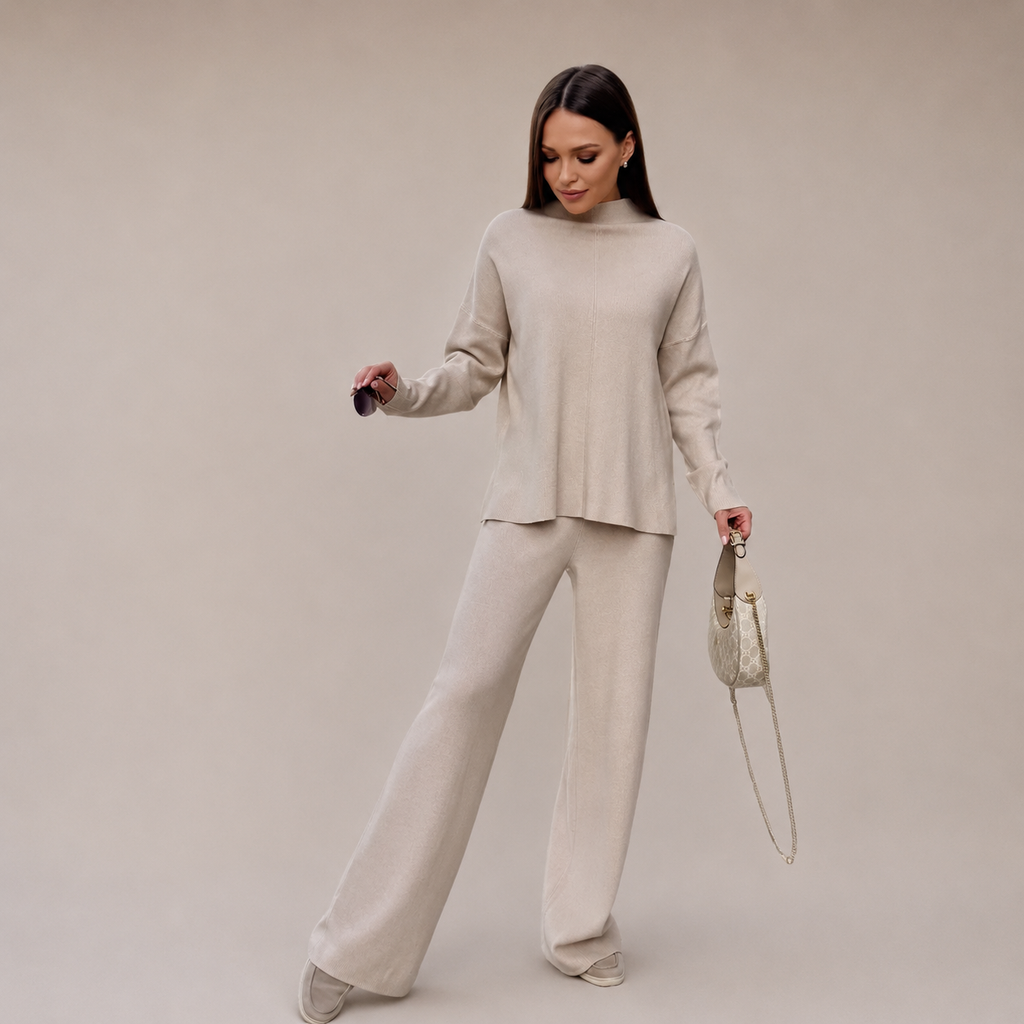 Robin | Comfortable Knit Set with Wide Pants