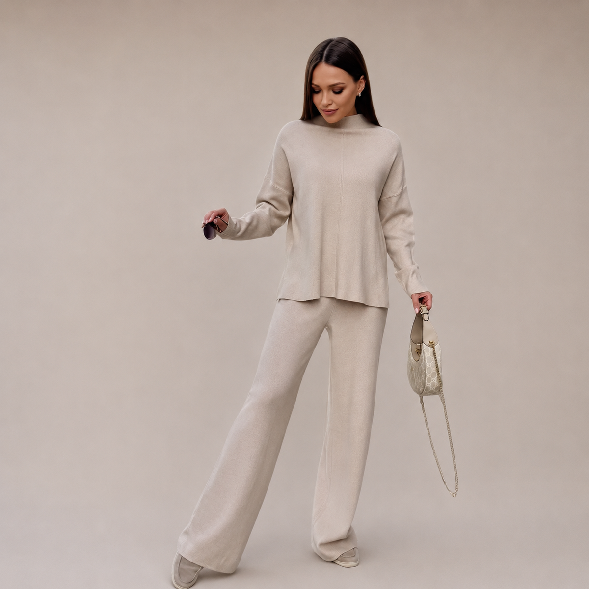Robin | Comfortable Knit Set with Wide Pants