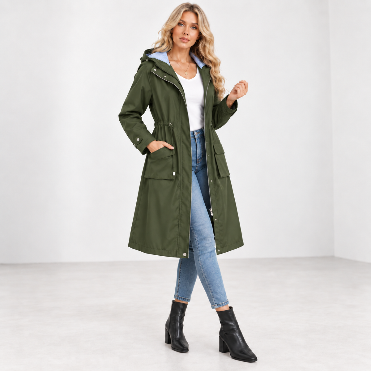 Dulce | Sophisticated Women’s Waterproof Hooded Long Trench Coat