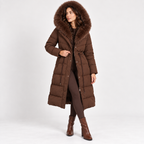 Evelise | Cosy Duvet Coat for Women with Longline Puffer Shape & Faux-Fur Hood