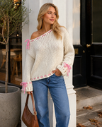 Odette – Asymmetrical Sweater with Trendy Tie Fastenings