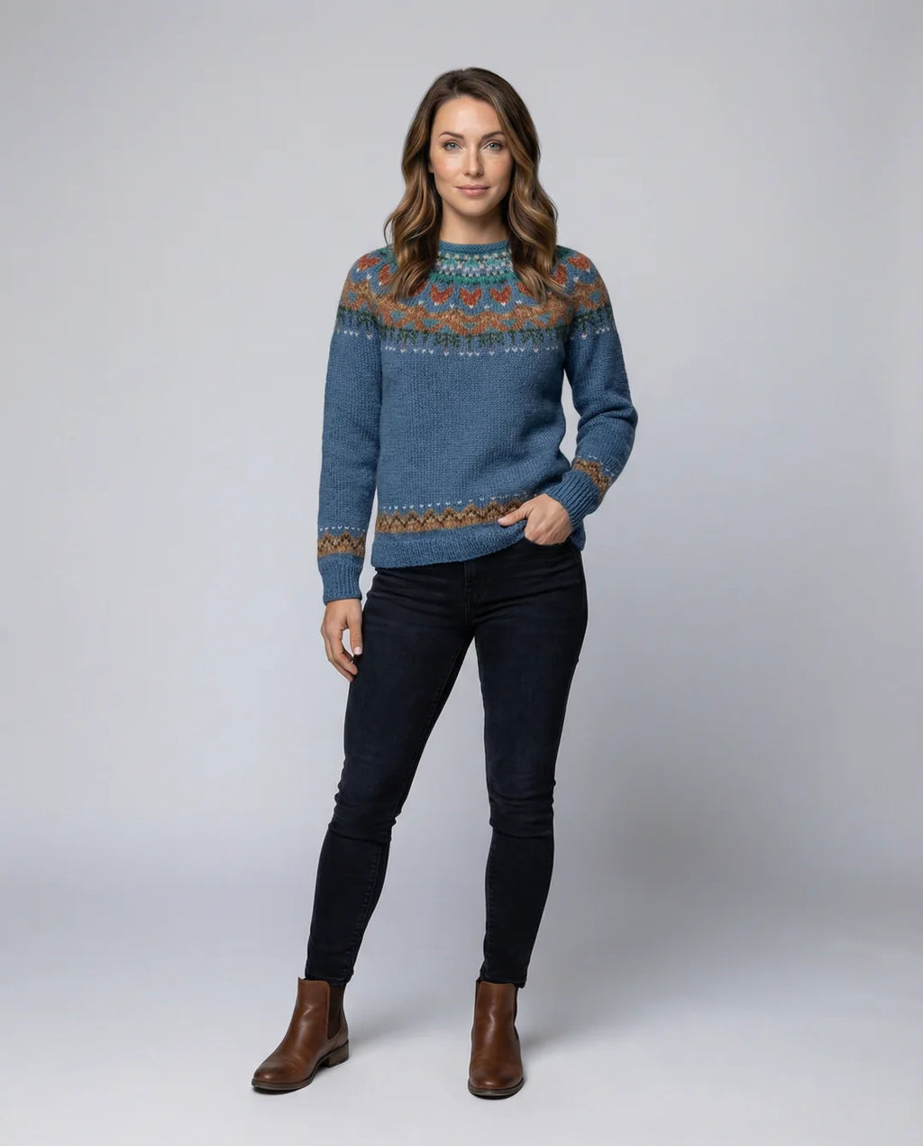 Freyja – Women's Green Vintage Icelandic Knit Sweater