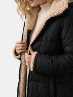 Sabine | Women's Longline Hooded Puffer Coat – Quilted Zip-Up Winter Jacket with Full-Length Coverage