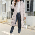 Amara | Women's Long Hooded Quilted Puffer Jacket with Drawstring Hood, Side Pockets & Relaxed Winter Fit