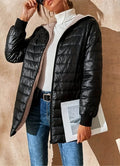 Aubrey | Women's Lightweight Hooded Quilted Puffer Jacket with Sherpa Lining, Ribbed Cuffs & Full-Zip Front