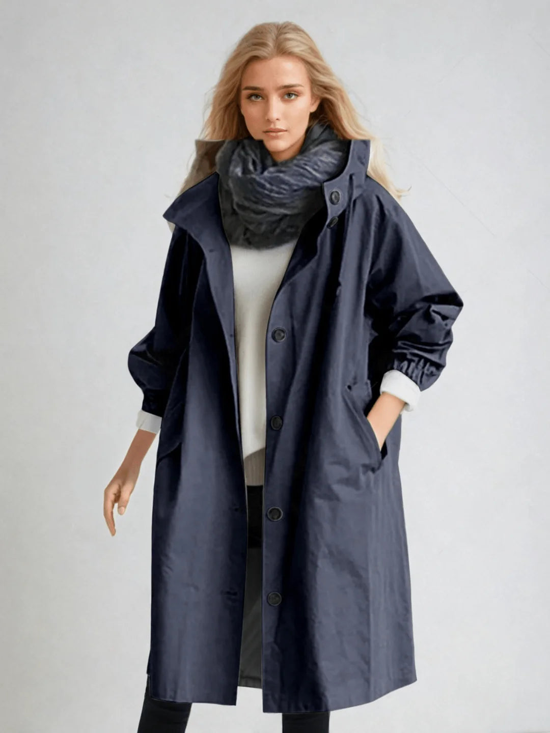 Adeline – Women's Navy Classic Trench Coat