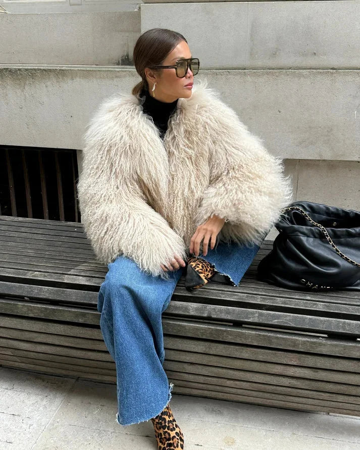 Apolline | Chic Faux Fur Jacket for Women with Soft Long-Sleeve Design