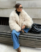 Apolline | Chic Faux Fur Jacket for Women with Soft Long-Sleeve Design