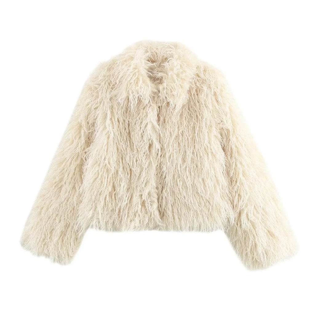 Apolline | Chic Faux Fur Jacket for Women with Soft Long-Sleeve Design