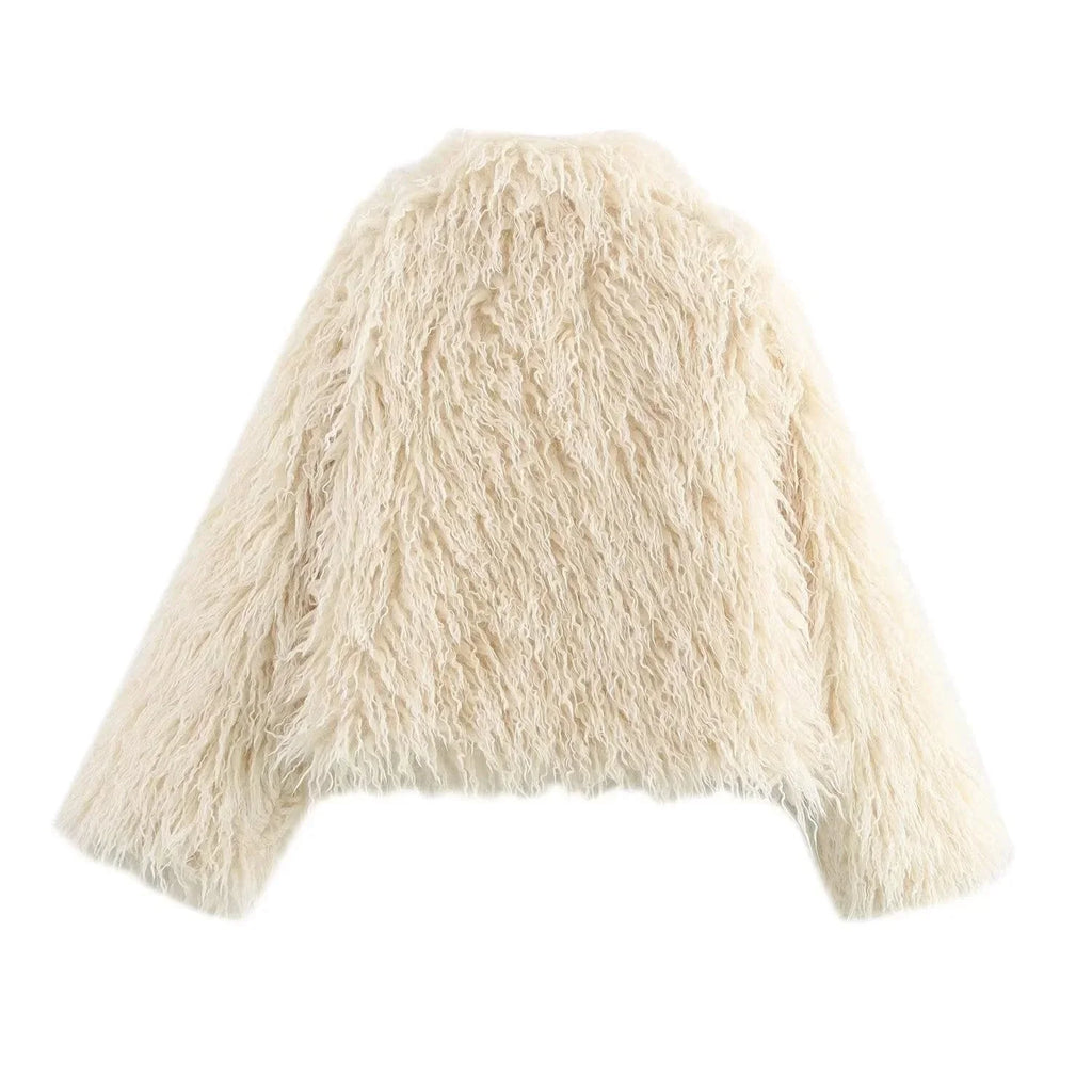 Apolline | Chic Faux Fur Jacket for Women with Soft Long-Sleeve Design