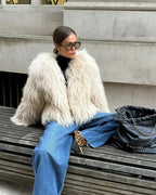 Apolline | Chic Faux Fur Jacket for Women with Soft Long-Sleeve Design