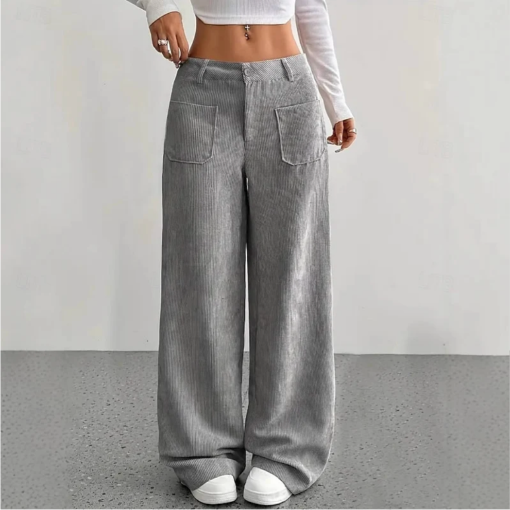 Eleanor | Women's High Waisted Wide Leg Trousers – Relaxed Fit, Full Length