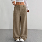 Eleanor | Women's High Waisted Wide Leg Trousers – Relaxed Fit, Full Length