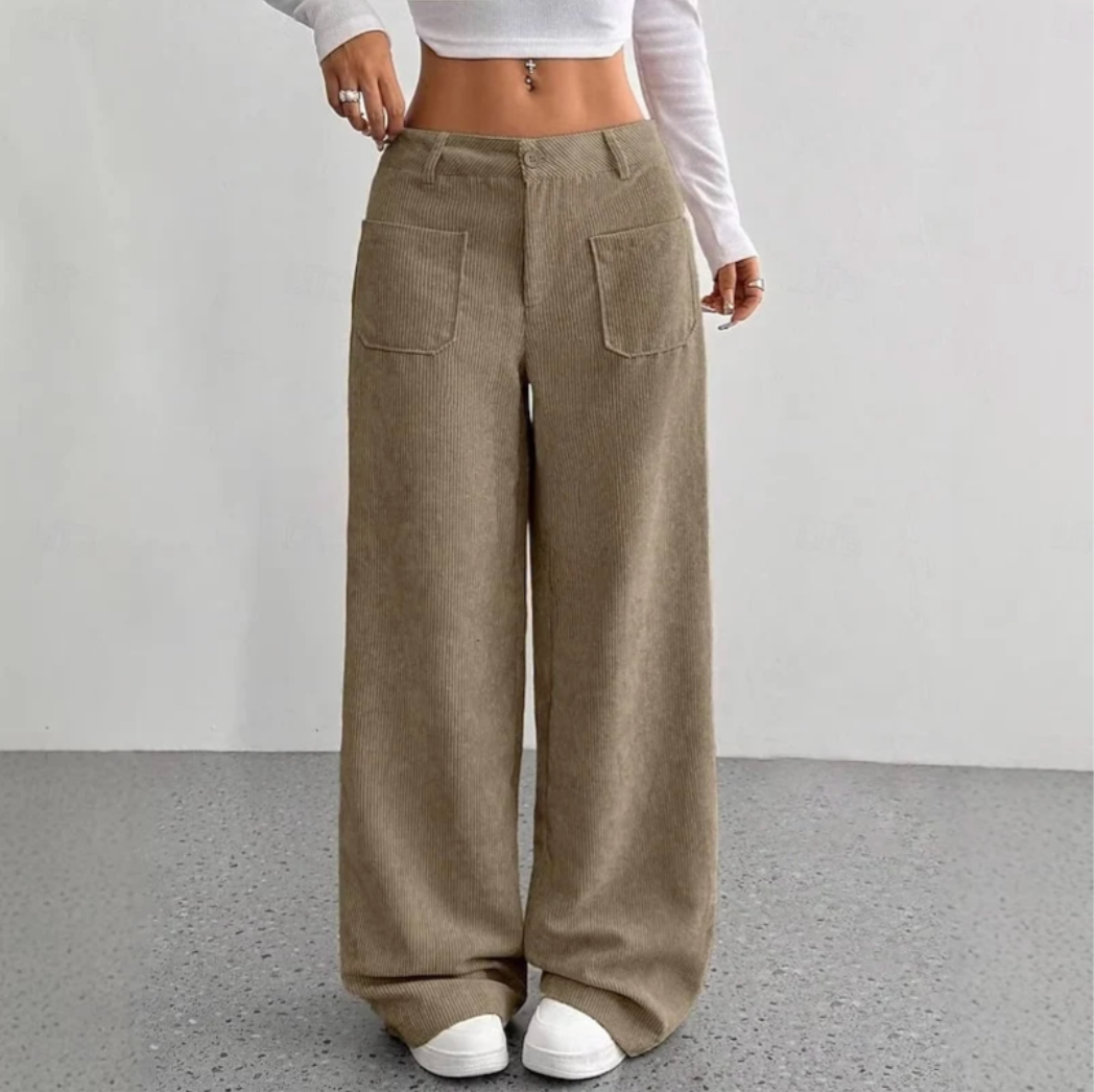 Eleanor | Women's High Waisted Wide Leg Trousers – Relaxed Fit, Full Length