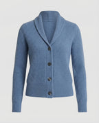 Rowan – Women's Light Blue Lapel Collar Knit Cardigan