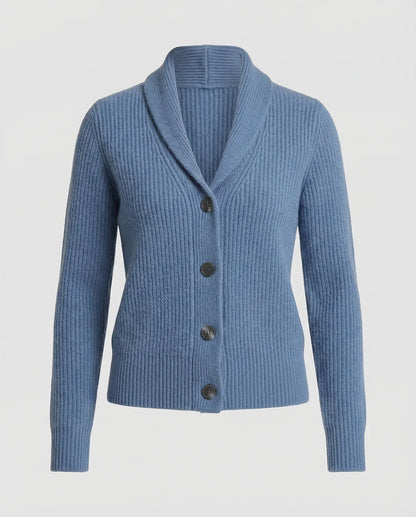 Rowan – Women's Light Blue Lapel Collar Knit Cardigan