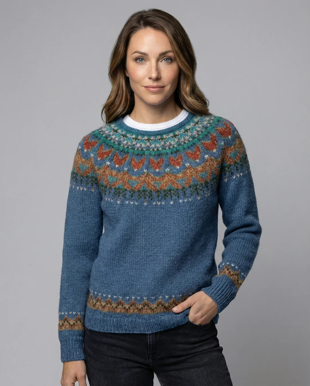 Freyja – Women's Green Vintage Icelandic Knit Sweater