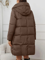 Marielle | Women's Hooded Longline Puffer Coat with Full-Zip Front, Padded Warmth & Side Pockets