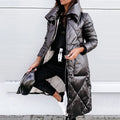 Serena | Women's Long Diamond-Quilted Puffer Jacket with High Collar & Relaxed Winter Fit